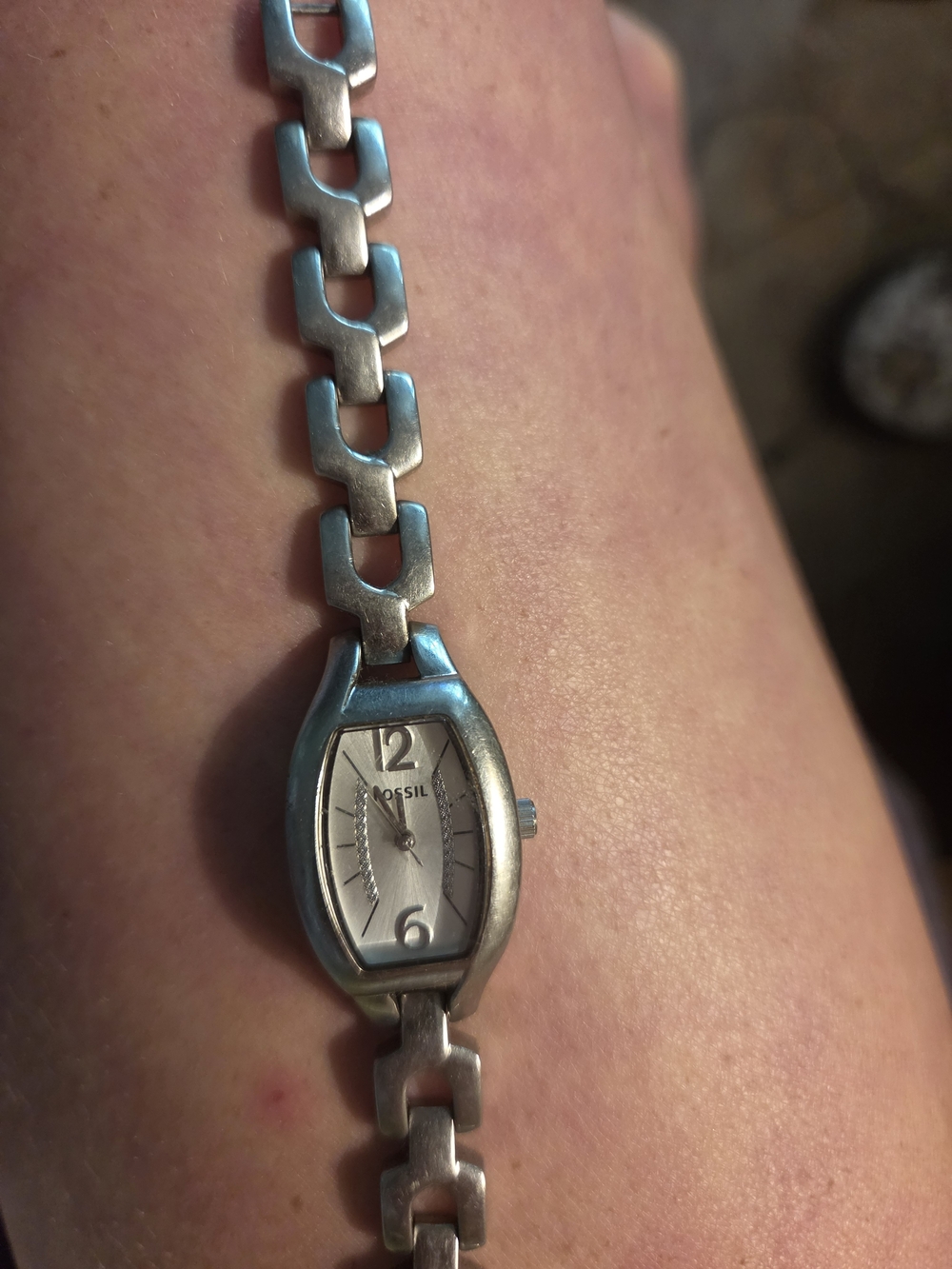Fossil Silver Women's Link Bracelet Watch with White Dial